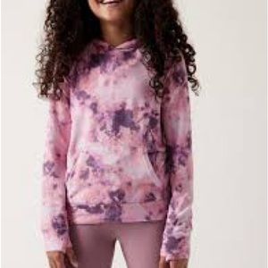NWOT Athleta hoodie, pink and purple tie-dye. Perfect condition. Size 8-10.